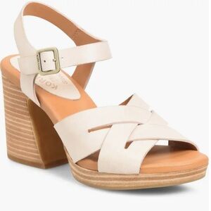 Kork-Ease Women's Cream Strappy Block Heel Sandals